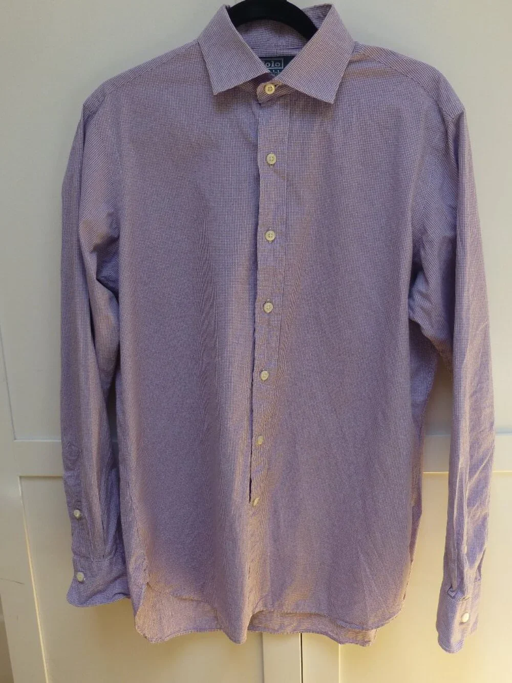 Polo by Ralph Lauren Regent Mens Shirt Purple White Long Sleeve Button Up Size 1